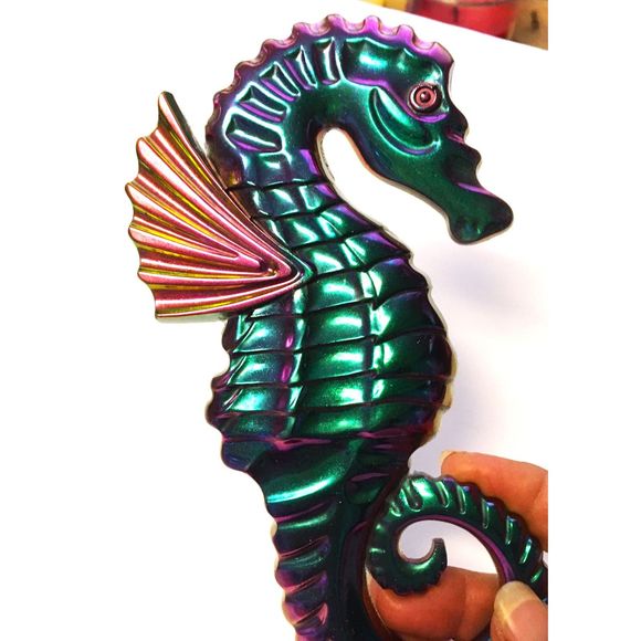 Seahorse Wall Decor Metallic Color Shift Coastal Art - Picture 3 of 10